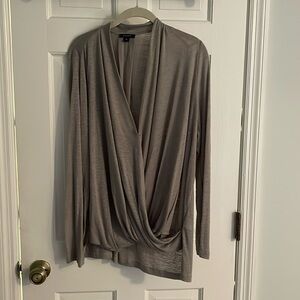 Stella & Dot gray faux wrap faux tuck top XL